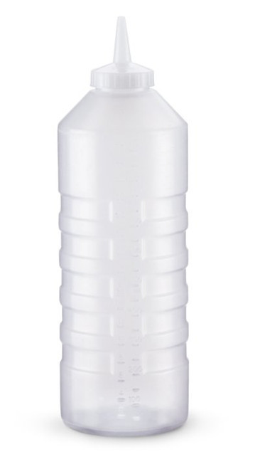 Vollrath 5232-13 32 Oz. Clear Bottle with Clear Cap Polyethylene Wide Mouth Squeeze Bottle Dispenser