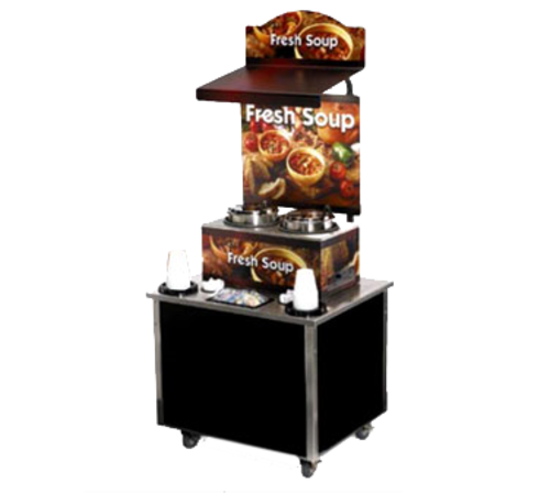 Vollrath 3702803 34"L x 28"W x 78"H HD Stainless Countertop Menu Board & Canopy with Light Cayenne Soup Kiosk-Free Standing Merchandiser with Country Kitchen Graphics