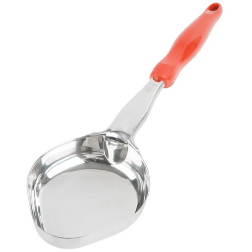Vollrath 6412865 8 Oz. Stainless Steel Nylon Handle Coded Orange Heavy Duty Solid Oval Bowl Spoodle