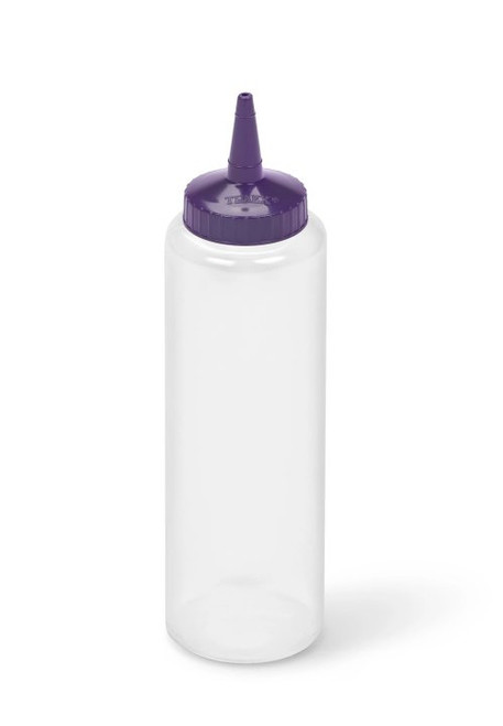 Vollrath 2812-1354 12 Oz. Clear Bottle with Purple Cap Polyethylene Standard Cap Traex Color-Mate Squeeze Bottle Dispenser