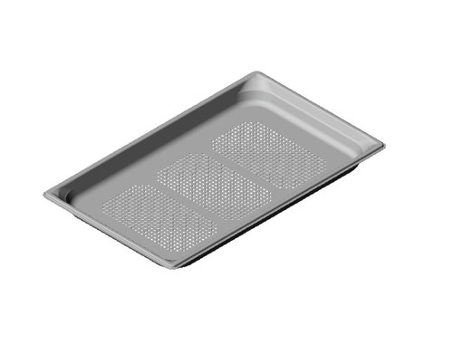 Vollrath 90013 Stainless Steel Perforated Standard 1 1/2" Deep 22 Gauge Top Flange Corners with Concave Indentation Super Pan 3 1/1 GN Food Pan