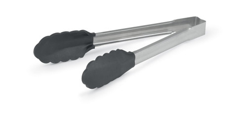 Vollrath 4781212 12" Long Black Nylon Ends Stainless One-Piece High Temperature Utility Tongs