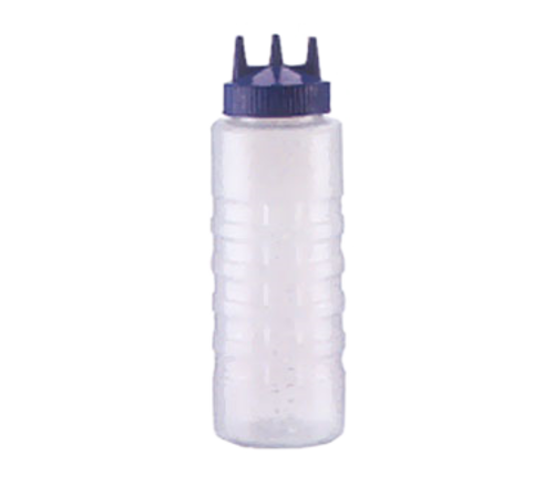 Vollrath 3332-1354 32 Oz. Clear Bottle with Purple Cap Wide Mouth Traex Tri Tip Squeeze Bottle (12 Each Per Case)
