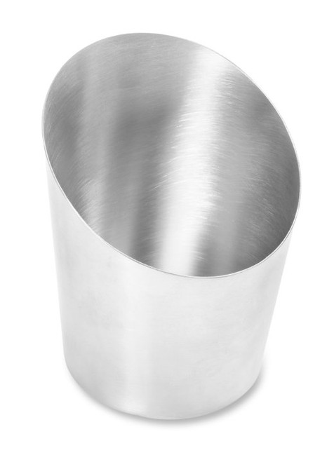 Vollrath 59756 9.5 Oz. Stainless Steel Large Angled Satin Texture Mini French Fry Cup