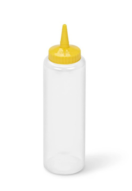 Vollrath 2812-1308 12 Oz. Clear Bottle with Yellow Cap Polyethylene Standard Traex Color-Mate Squeeze Bottle Dispenser