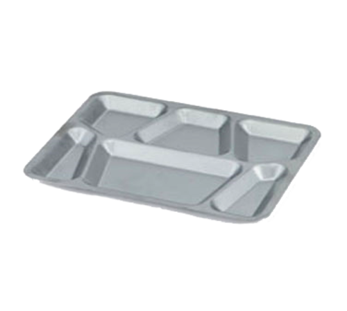 Vollrath 47252 15 1/2" x 11-5/8" x 3/4" Stainless Imported Six Compartment Mess Tray with Lugs