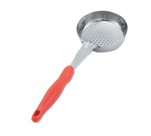 Vollrath 6432865 8 Oz. Stainless Steel Nylon Handle Coded Orange Heavy Duty Perforated Round Bowl Spoodle