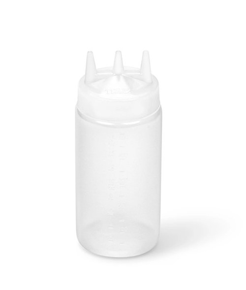 Vollrath 3316-13 16 Oz. Clear Bottle with Clear Cap Wide Mouth Traex Tri Tip Squeeze Bottle