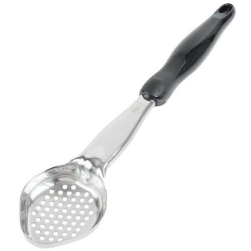 Vollrath 6422220 2 Oz. Stainless Steel Nylon Handle Coded Black Heavy Duty Perforated Oval Bowl Spoodle