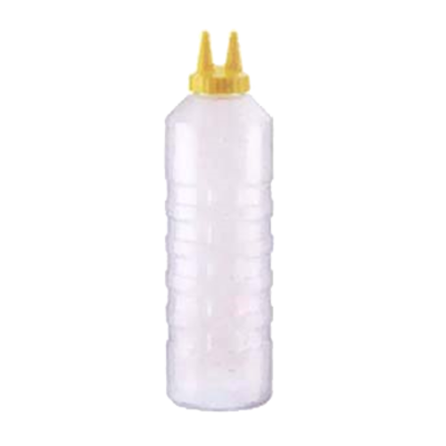 Vollrath 2224-1308 24 Oz. Clear Bottle with Yellow Cap Standard Traex Twin Tip Squeeze Bottle Dispenser (12 Each Per Case)
