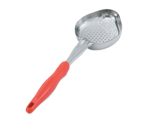 Vollrath 6422865 8 Oz. Stainless Steel Nylon Handle Coded Orange Heavy Duty Perforated Oval Bowl Spoodle