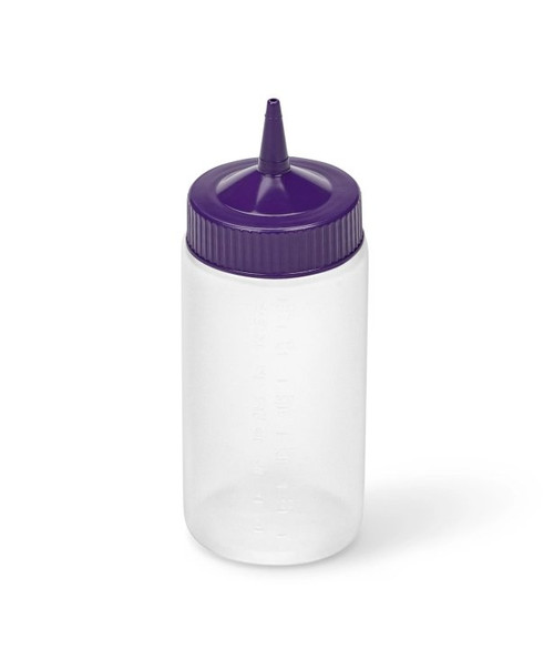 Vollrath 4916-1354 16 Oz. Clear Bottle with Purple Cap Polyethylene Wide Mouth Molded In Ounce Markings Traex Color-Mate Squeeze Bottle Dispenser