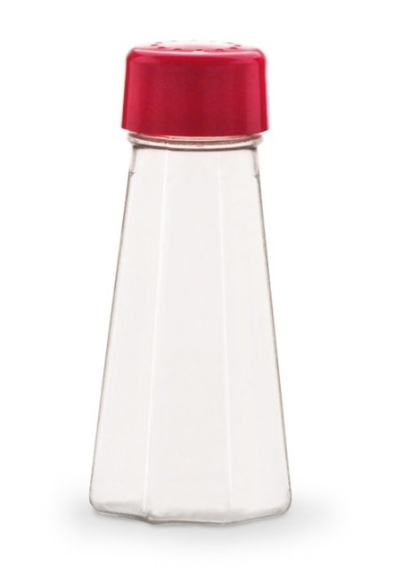 Vollrath 313-02 3 Oz. 4-5/8"H Polycarbonate Paneled Jar Plastic Red Flat Top Dripcut Cafe Color Collection Salt & Pepper Shaker