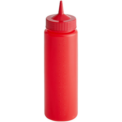 Vollrath 4924-02 24 Oz. Red Bottle with Red Cap Polyethylene Wide Mouth Traex Color-Mate Squeeze Bottle Dispenser