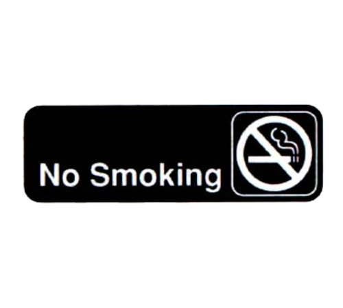 Vollrath 4513 3" x 9" White on Black No Smoking Sign