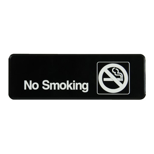 Vollrath 4513 3" x 9" White on Black No Smoking Sign