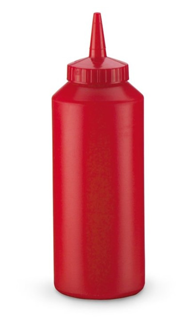 Vollrath 2812-02 12 Oz. Red Bottle with Red Cap Polyethylene Standard Squeeze Bottle Dispenser