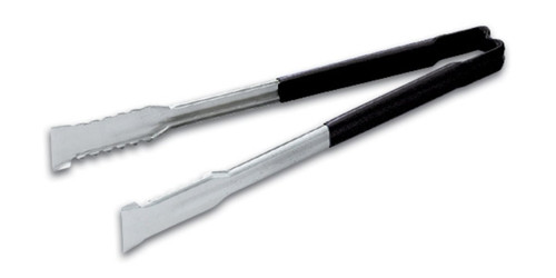 Vollrath 4791620 16" Black Ergonomic Antimicrobial Kool Touch Handle Gripper Teeth Flattened Ends Springless Stainless Steel One-Piece VersaGrip Tongs
