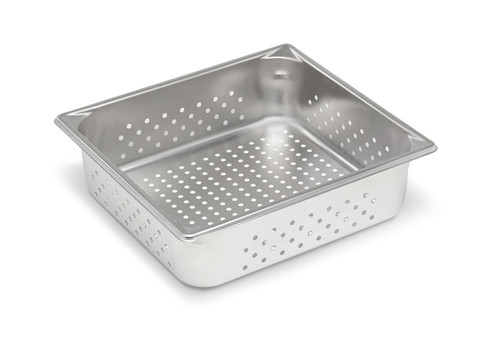Vollrath 30143 2/3 Size 4" Deep 22 Gauge Stainless Steel Perforated Anti-Jamming Design Super Pan V Food Pan
