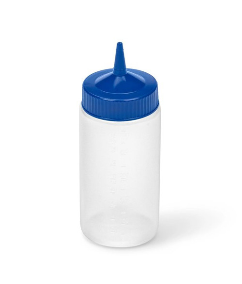 Vollrath 4916-1344 16 Oz. Clear Bottle with Blue Cap Polyethylene Wide Mouth Traex Color-Mate Squeeze Bottle Dispenser