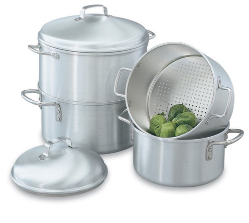 Vollrath 68122 3 Quart 18 Ga Aluminum 3/32" Holes Rice/Vegetable Steamer