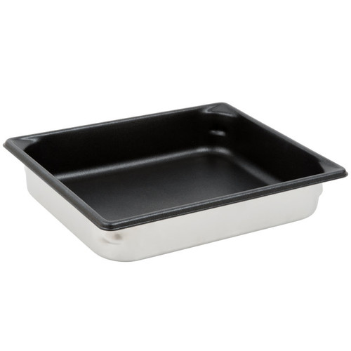 Vollrath 70222 4.3 Qt. 2 1/2" Deep 22 Gauge Stainless Steel Super Pan V with SteelCoat x3 Non-Stick Interior Half Size Food Pan