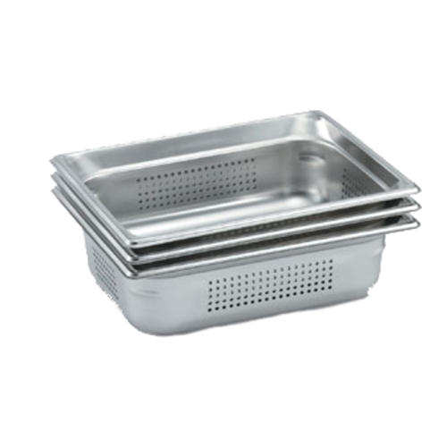 Vollrath 90213 Stainless Steel Standard 1 1/2" Deep 22 Gauge Perforated Top Flange Corners with Concave Indentation Super Pan 3 1/2 GN Food Pan