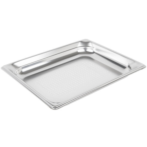 Vollrath 90213 Stainless Steel Standard 1 1/2" Deep 22 Gauge Perforated Top Flange Corners with Concave Indentation Super Pan 3 1/2 GN Food Pan