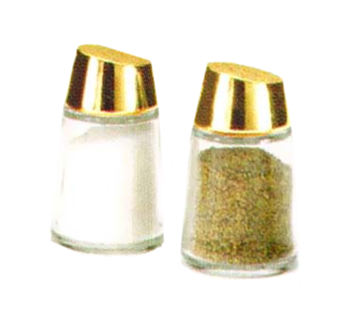 Vollrath 802G-12 2 Oz. Gold Sloped Cap Glass Round Bottom Jar Dripcut Continental Collection Salt & Pepper Shaker (12 Each Per Case)