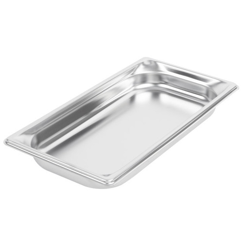 Vollrath 90312 1.7 Qt. Steel Standard 1 1/2" Deep 22 Gauge Top Flange Corners with Concave Indentation Super Pan 3 1/3 GN Food Pan