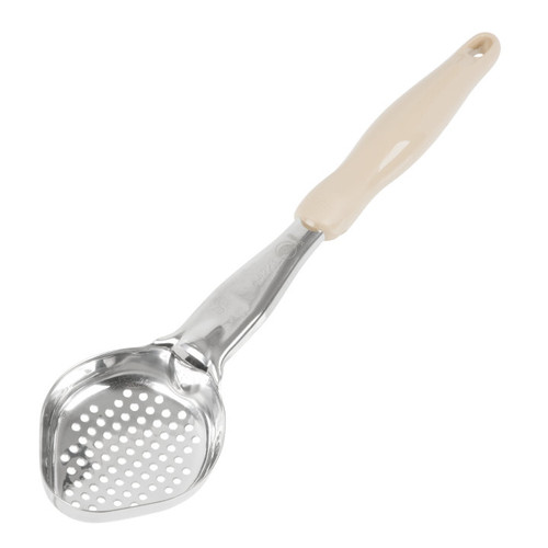 Vollrath 6422335 3 Oz. Stainless Steel Nylon Handle Coded Ivory Heavy Duty Perforated Oval Bowl Spoodle