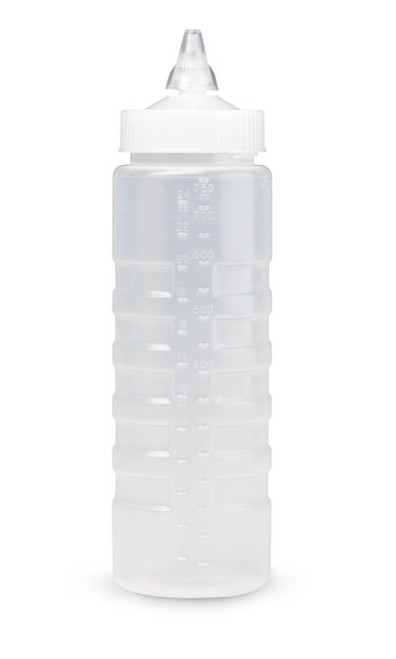 Vollrath 5124-13 24 Oz. Clear Bottle with Clear Cap Closeable Polyethylene Wide Mouth Squeeze Bottle Dispenser
