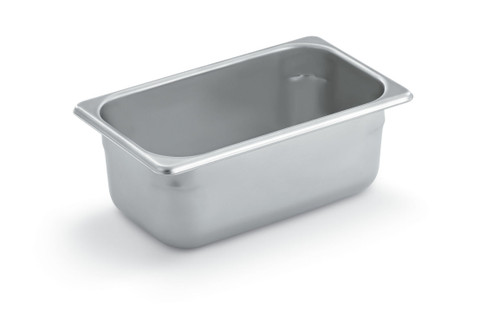 Vollrath S10064 2 7/8 Quart 1/4 Size 20 Gauge Stainless Steel Anti-Jam Corner Shoulder Steam Table Pan