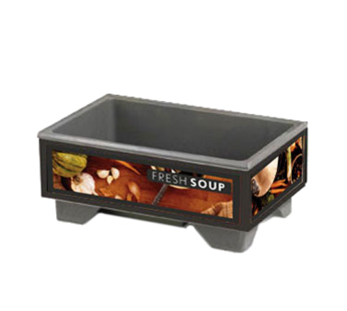 Vollrath 720200002 21 3/4"W x 13 3/4"D x 9 1/8"H Base Unit Only Cayenne Rethermalizing Soup Merchandiser with Tuscan Graphics - 120V 1000 Watts