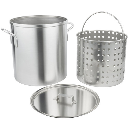 Vollrath 68269 32 Quart 8 Ga. Aluminum Complete with Basket Embossed Feet Bail Handle Steamer/Boiler