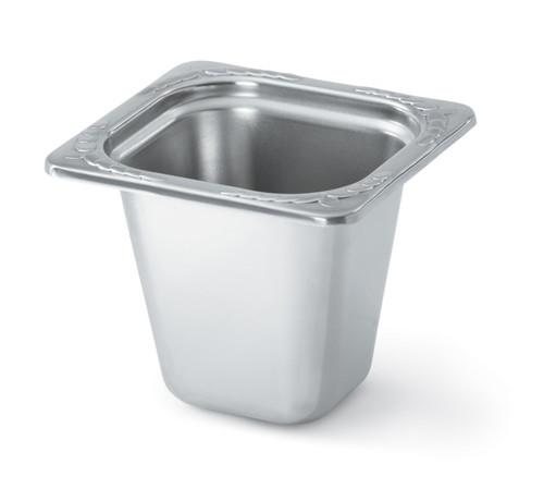 Vollrath 8266220 1.79 Qt. 1/6 Size High-Polished Stainless Steel Embossed Pattern on Rim Miramar Decorative Pan