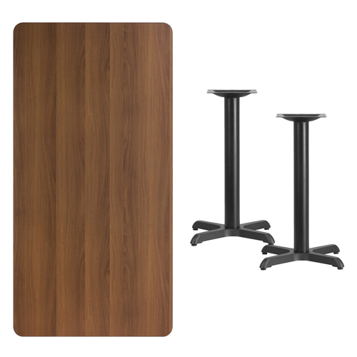 Flash Furniture XU-WALTB-3060-T2222-GG Melamine Core With Walnut Laminate Finish Rectangular Dining Height Table