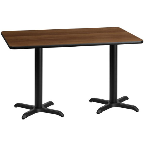 Flash Furniture XU-WALTB-3060-T2222-GG Melamine Core With Walnut Laminate Finish Rectangular Dining Height Table