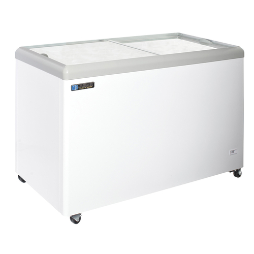 Master Bilt MSF-52AN 52" White Flat Tempered Glass Sliding Lids COLDIN-3™ Display Freezer - 115V