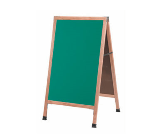 AARCO A-1G 24"W x 42"H Green Composition Wood Sidewalk Chalkboard