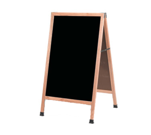 AARCO A-5SB 24"W x 42"H Black Porcelain Wood Sidewalk Markerboard