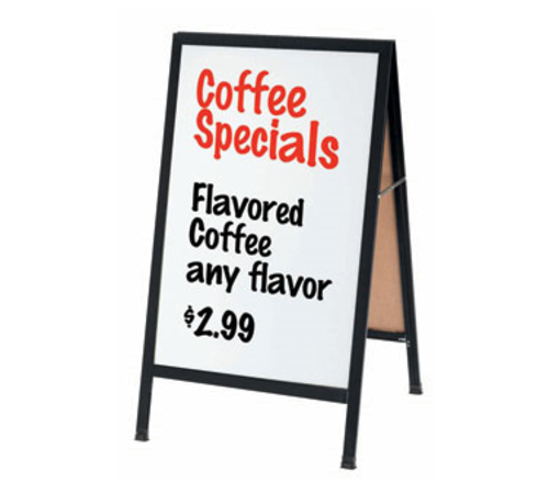 AARCO BA-5SW 24" W x 42" H Black Powder Coated Finish Markerboard Aluminum Sidewalk Markerboard