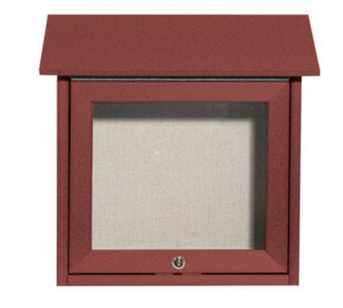 AARCO OPLD1818-7 18" W x 5.5" D x 18" H Rosewood Plastic Lumber Frame Vinyl Covered Cork Tackboard Surface Slimline Message Center