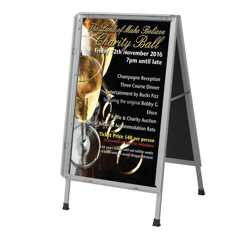 AARCO SAF2228 22" W x 28" H Satin Anodized Finish Letter Board Aluminum Snapframe Sidewalk Board