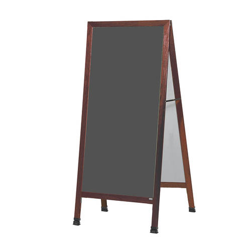 AARCO MLA1SS 30" W x 68" H Cherry Lacquer Finish Markerboard Wood Sidewalk Chalkboard