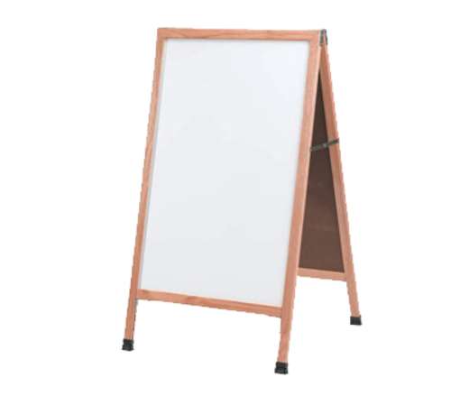 AARCO A-5SW 24"W x 42"H White Porcelain Wood Sidewalk Markerboard