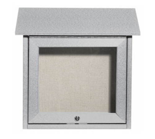 AARCO OPLD1818-2 18" W x 5.5" D x 18" H Light Grey Plastic Lumber Frame Vinyl Covered Cork Tackboard Surface Slimline Message Center