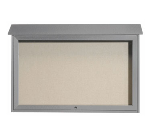 AARCO PLD3045T-2 45" W x 5.5" D x 30" H Light Gray Plastic Lumber Frame Vinyl Covered Cork Tackboard Surface Message Center