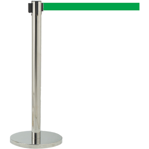 AARCO HC-10GR 40" H Steel Post Chrome Finish Form-A-Line System with 10' Retractable Green Belt