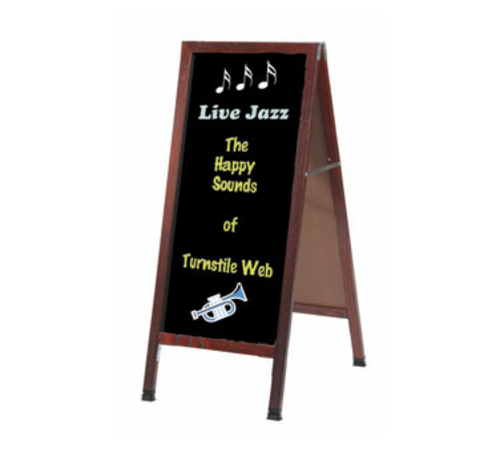AARCO MA-3B 18"W x 42"H Black Composition Wood Sidewalk Chalkboard